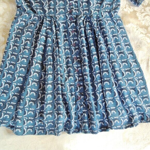 Modcloth Emily & Fin Blue Floral Button Front Retro Dress XL - Picture 6 of 11
